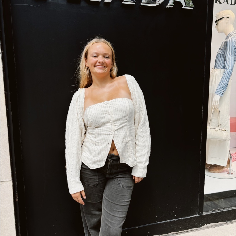 strapless button up top